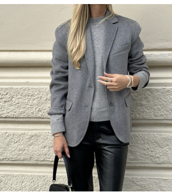 Anine Bing Quinn Blazer Cashmere Blend, Heather Grey