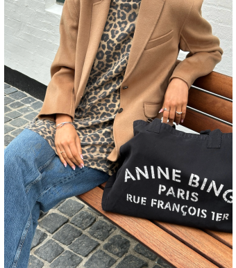 Anine Bing Leo Canvas Tote, Black