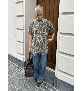 Anine Bing Beth Mini Dress Letterman A-02-10275, Black And Brown Leopard