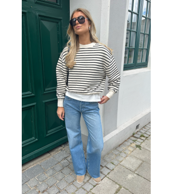 Anine Bing Dean Sweatshirt A-08-11436, Black Stripe French Terry