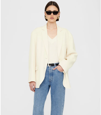 Anine Bing Quinn Blazer A-01-7073-150, White Cashmere Blend