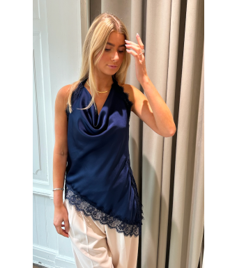 Opal Studio Lucia Lace Top, Navy