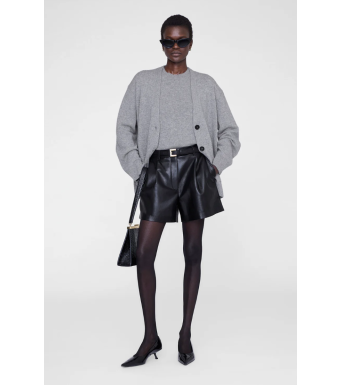 Anine Bing Trent Shorts, Black Recycled Leather