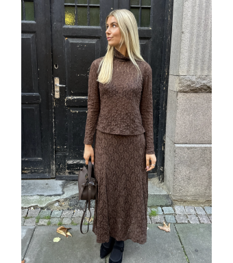 Opal Studio Lily Lace Wide Skirt, Chocolate