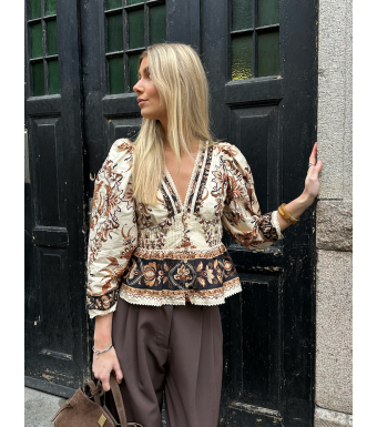 Farm Rio Blouse Majestic Garden, Majestic Garden Sand