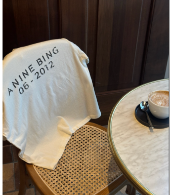 Anine Bing Wagner Tee Soft Stencil, Cream