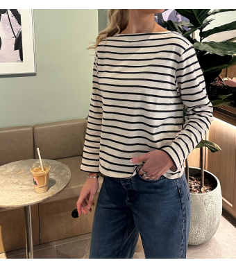 Mads Nørgaard Pablo Gabi Tee Long Sleeve, Vanilla Ice/sky Captain