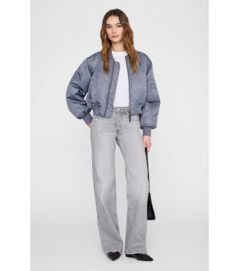 Anine Bing Cropped Leon Bomber, Dark Grey
