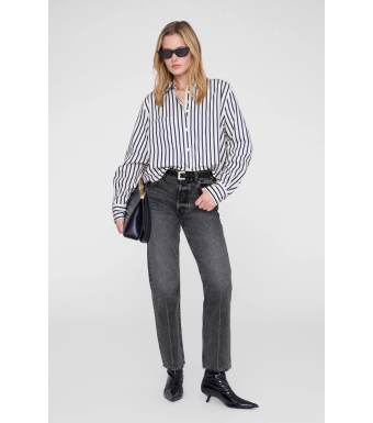 Anine Bing Essie Cropped Shirt, Maritime Stripe