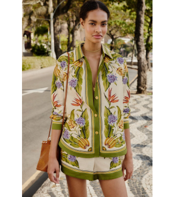 Farm Rio Shirt, Tropical Scarf Sand