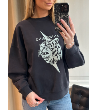 Anine Bing Miles Sweatshirt Tiger, Vintage Black
