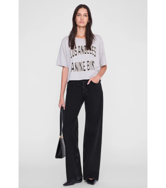 Anine Bing Johnny Cropped Tee, Grey