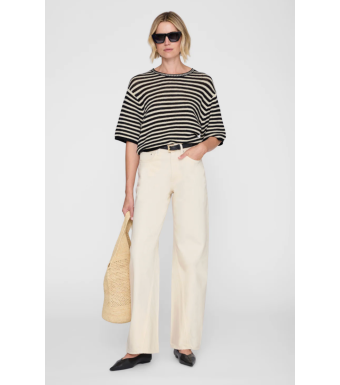 Anine Bing Theo Sweater, Black And Ivory Stripe