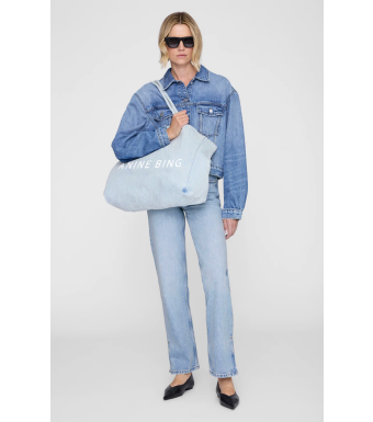 Anine Bing Leo Denim Tote, Lucid Blue