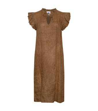 TIFFANY Etta Frill Dress Linen, Light Brown