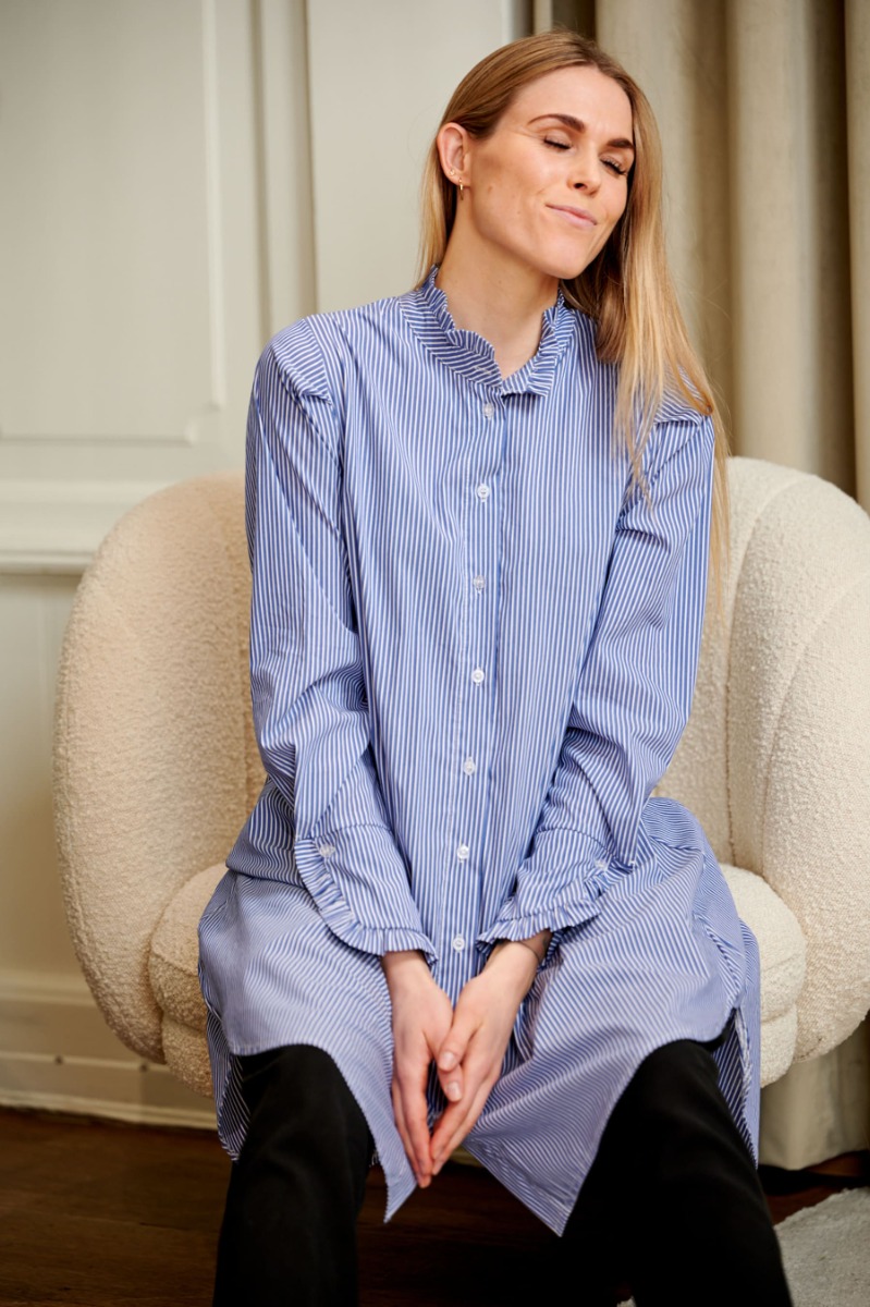 Tiffany Naneth Stripe Shirt Dress, Blue Stripe