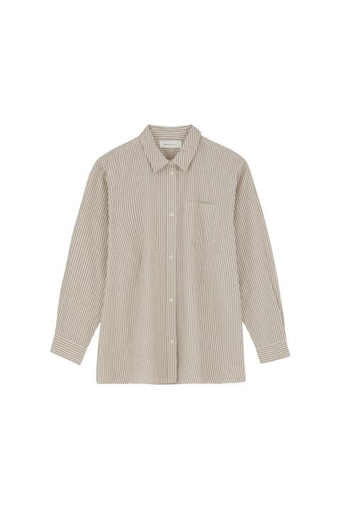 Skall Studio Edgar Shirt Stripe Gots, Light Cream/dark Burgundy Stripe