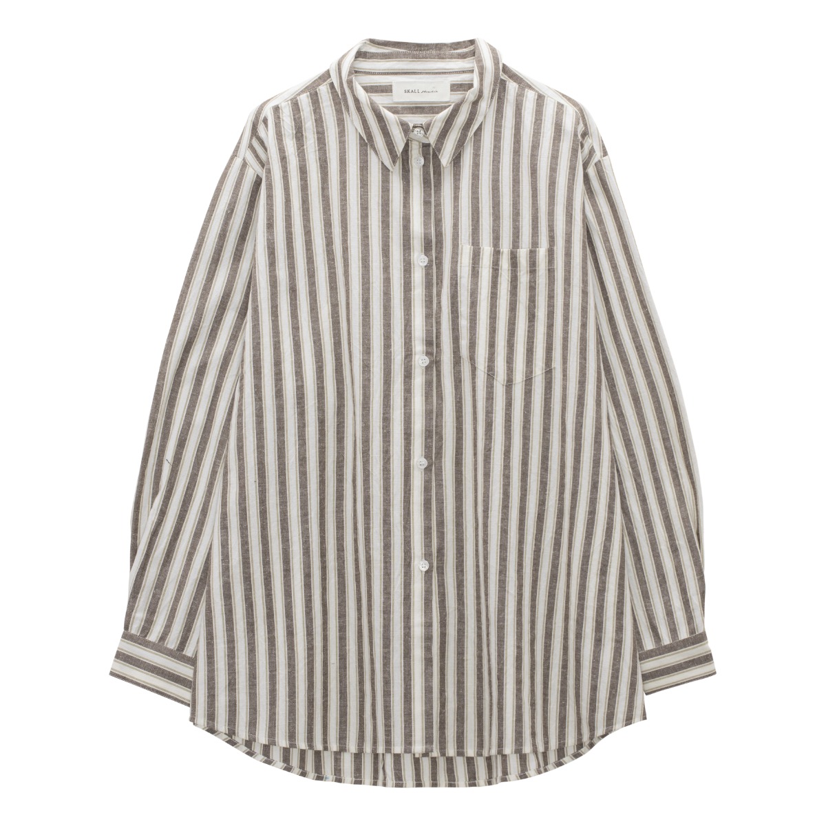 Skall Studio Edgar Shirt Stripe, Brown Stripe