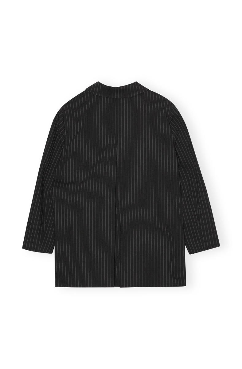 Ganni F8233 Oversized Blazer Stretch Stripe, 099 Black