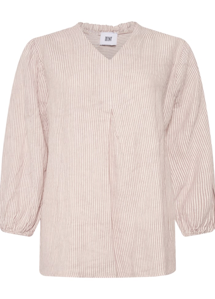 TIFFANY Ella Blouse Stripe Linen, Dust Lavender Stripe/cream