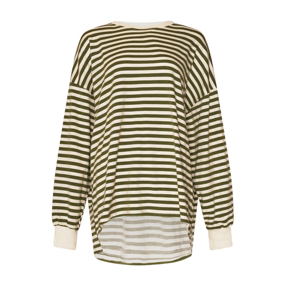 Tiffany Inga Oversize Blouse, Dark Army/white Stripe