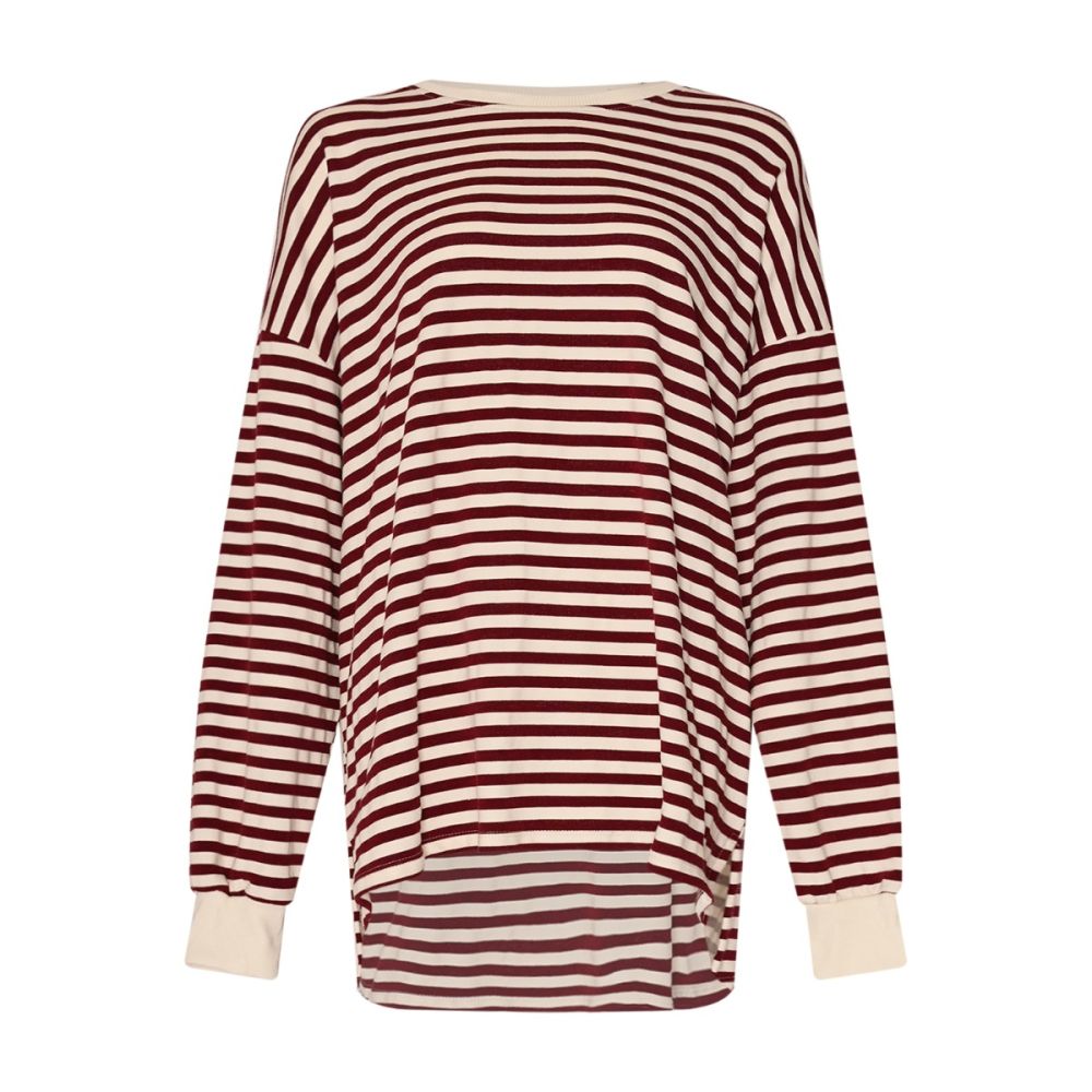Tiffany Inga Oversize Blouse, Bordeaux/white Stripe