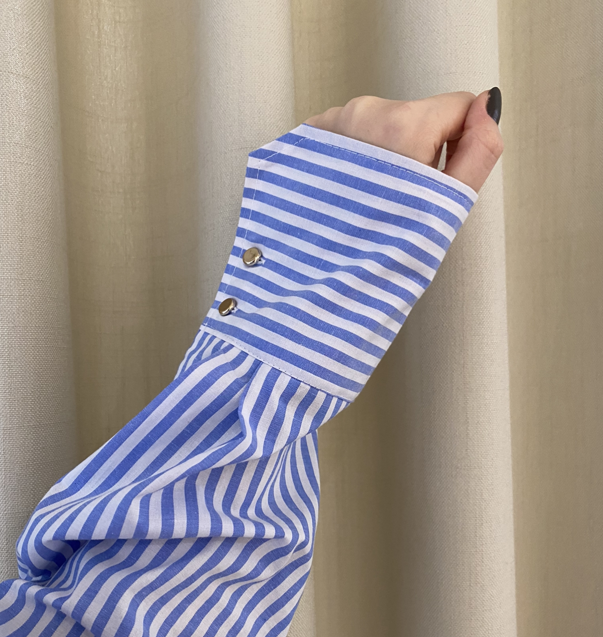 Tiffany Kalo Shirt Cotton Poplin, Light Blue Stripe/white