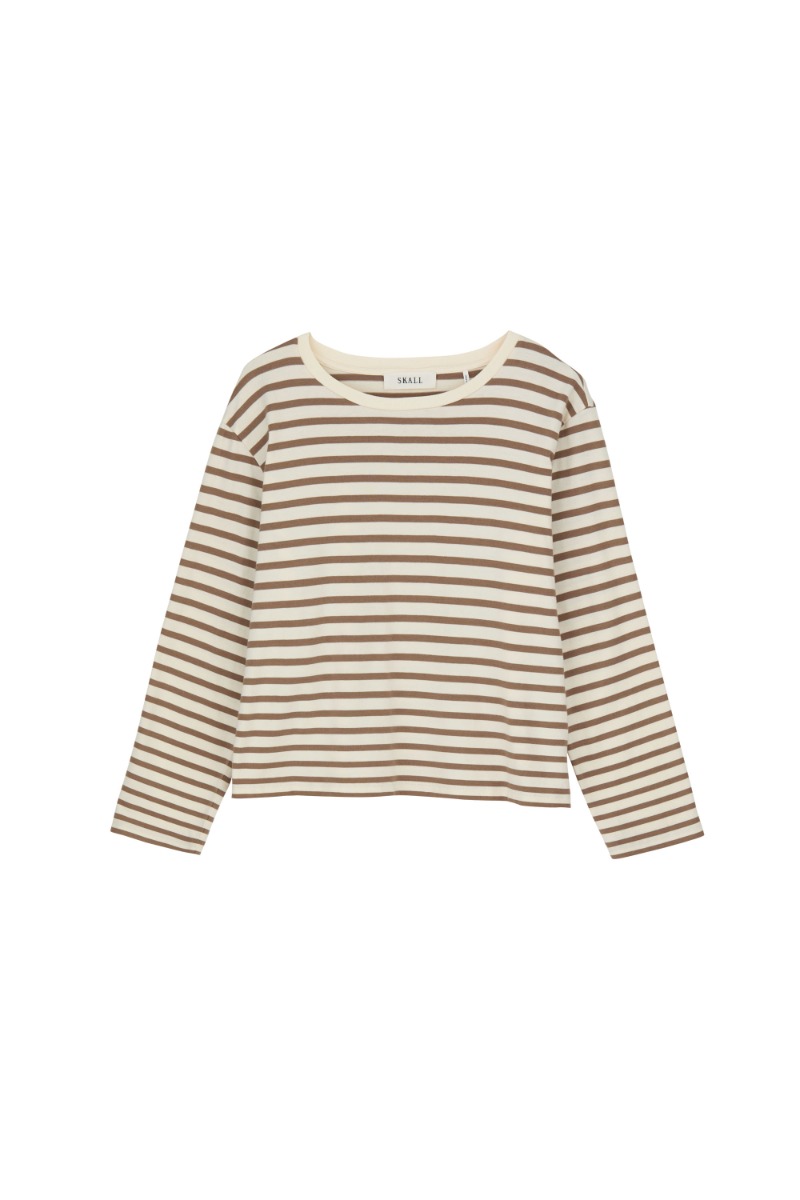 Skall Studio Loui Oversized Blouse, Light Brown/white Stripe