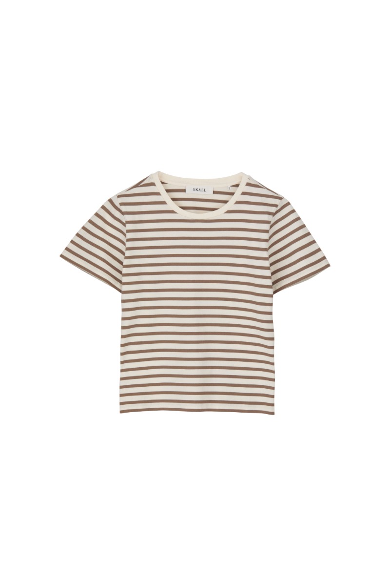 Skall Studio Loui Regular Tee, Light Brown/white Stripe