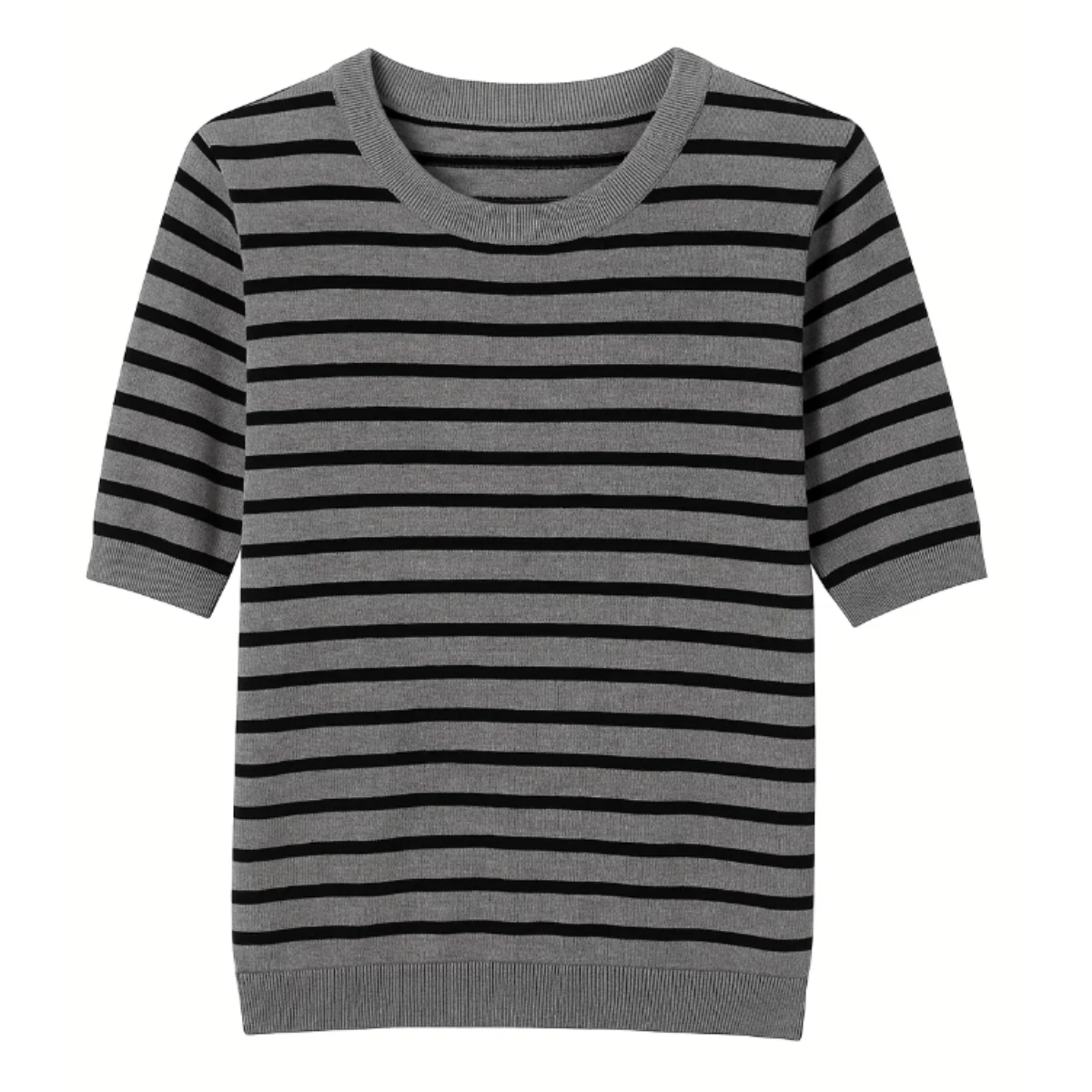 Opal Studio Felicia Tee Striped, Grey Melange/black