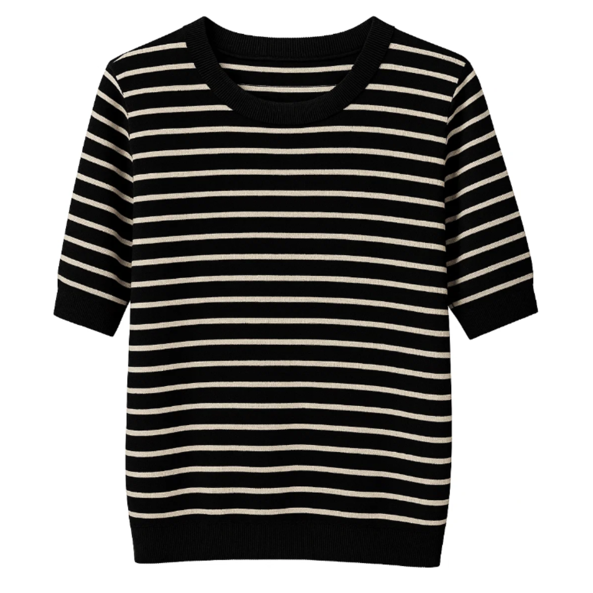 Opal Studio Felicia Tee Striped, Black/off-white