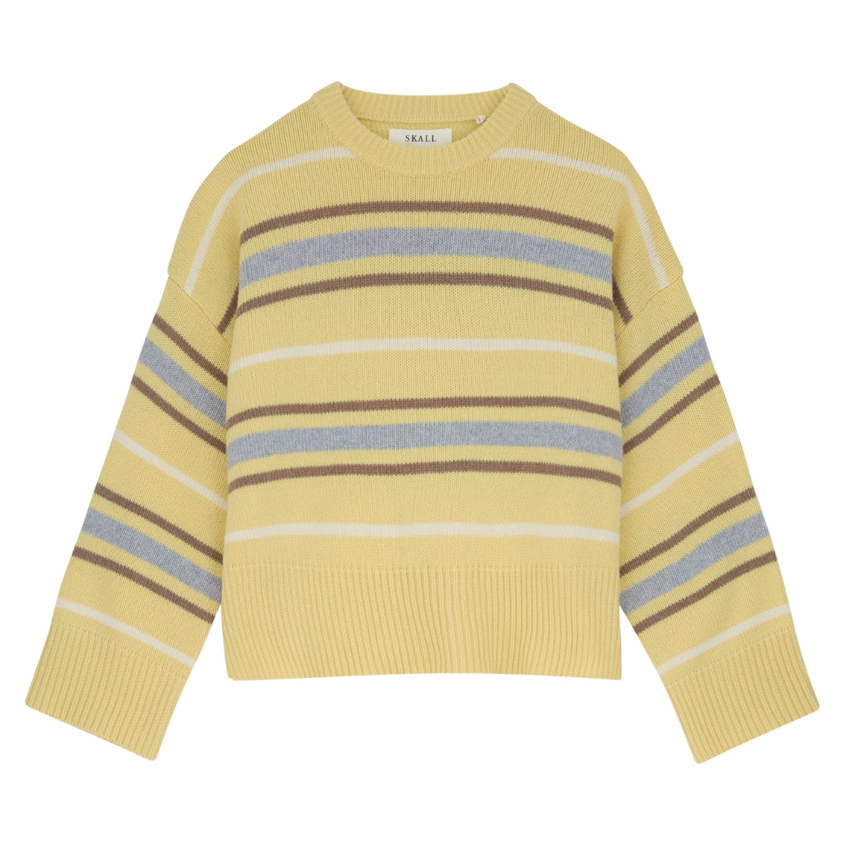 Skall Studio Cannes Jumper 100% Merino Uld, Yellow/grey Stripe
