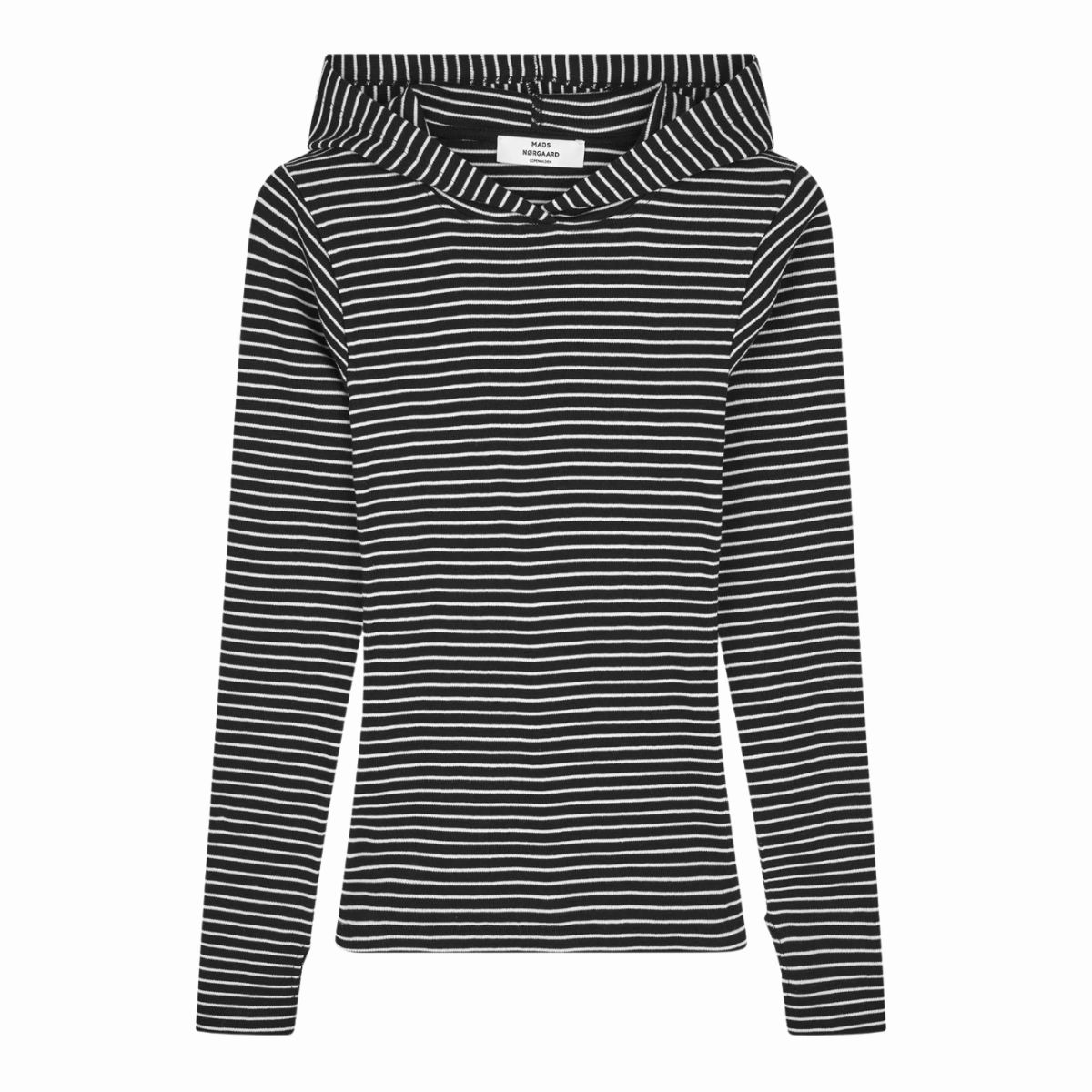 Mads Nørgaard Tutti Hood 2x2 Cotton Stripe, Black/vanilla Ice