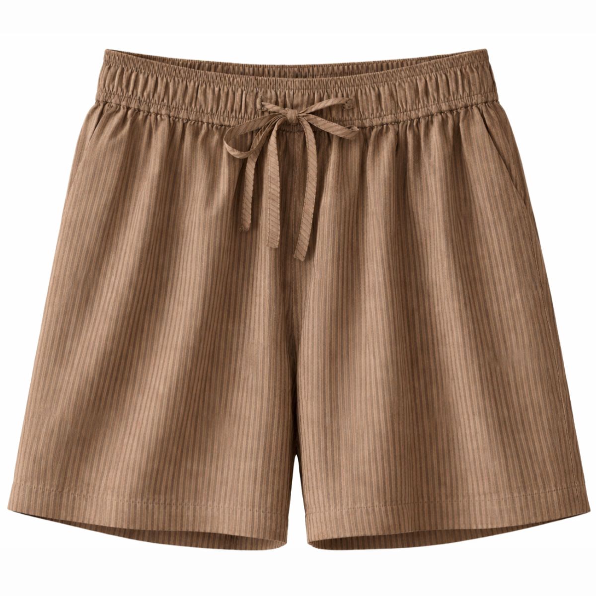 Opal Studio Edith Shower Shorts, Brown Stripe