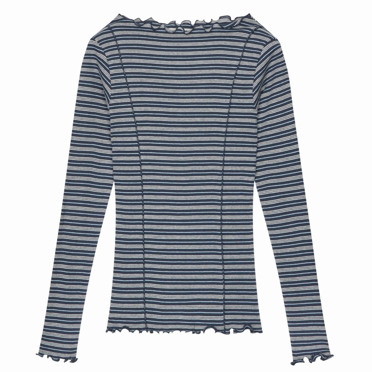 Mads Nørgaard Siri Top 2x2 Cotton Stripe, Sky Captain/vanilla Ice