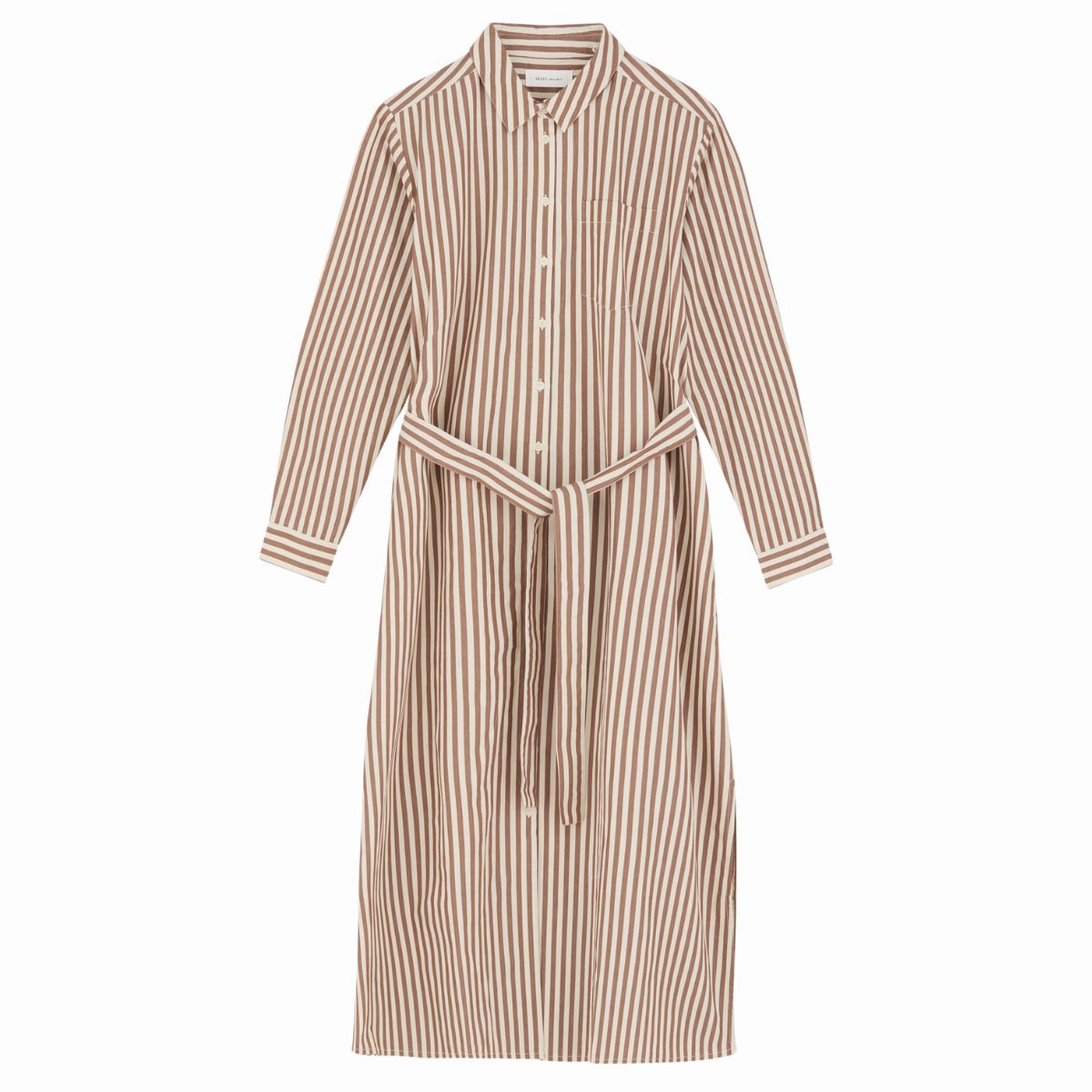 Skall Studio Leigh Shirtdress Stripe, Brown/ecru