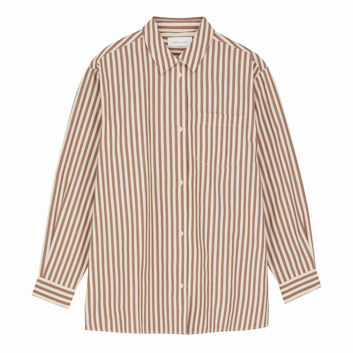 Skall Studio Edgar Shirt Stripe, Brown/ecru