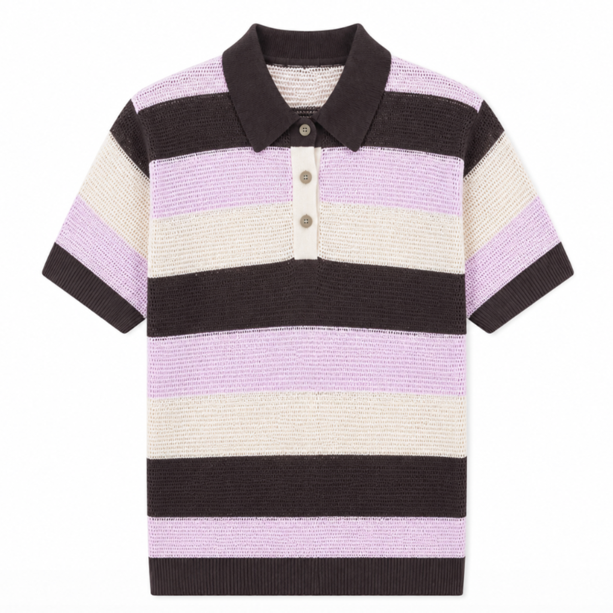 Opal Studio Tilly Polo, Mocca/rose Stripes