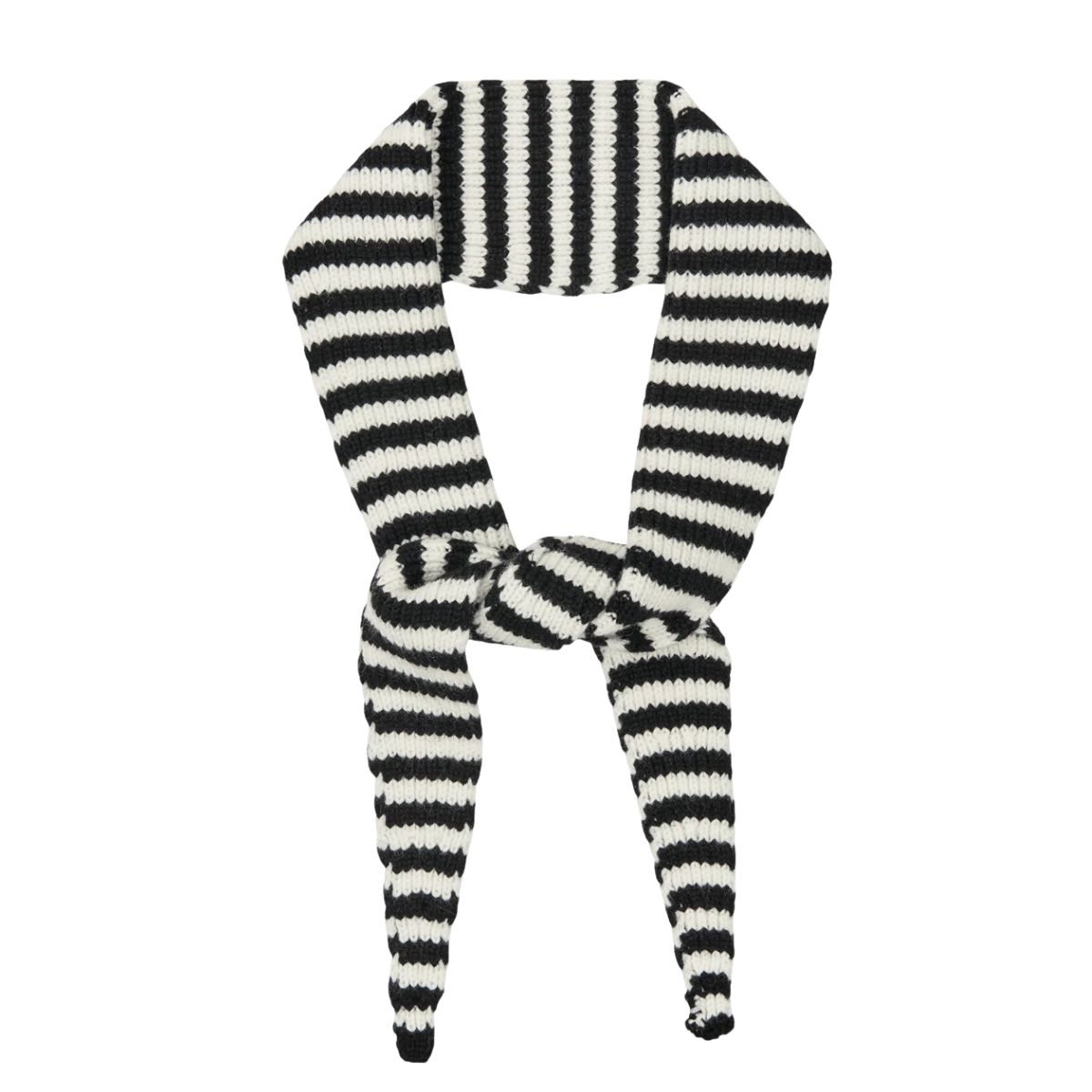 Mads Nørgaard One Wool Momo Stripe Scarf, Black/vanilla Ice