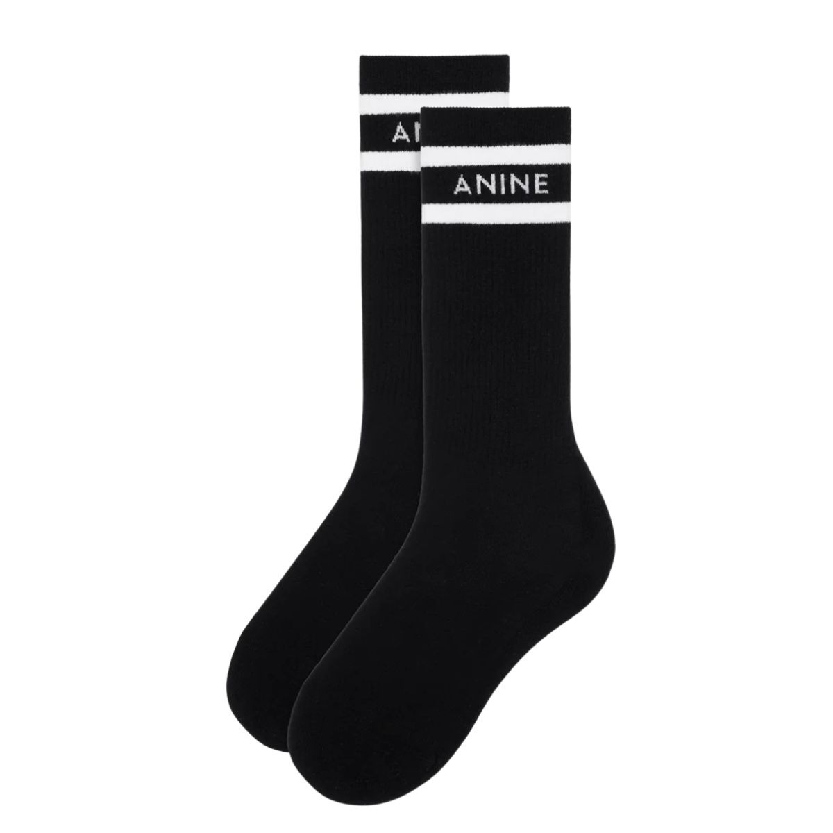 Anine Bing Sully Sporty Socks, Black And White Stripe