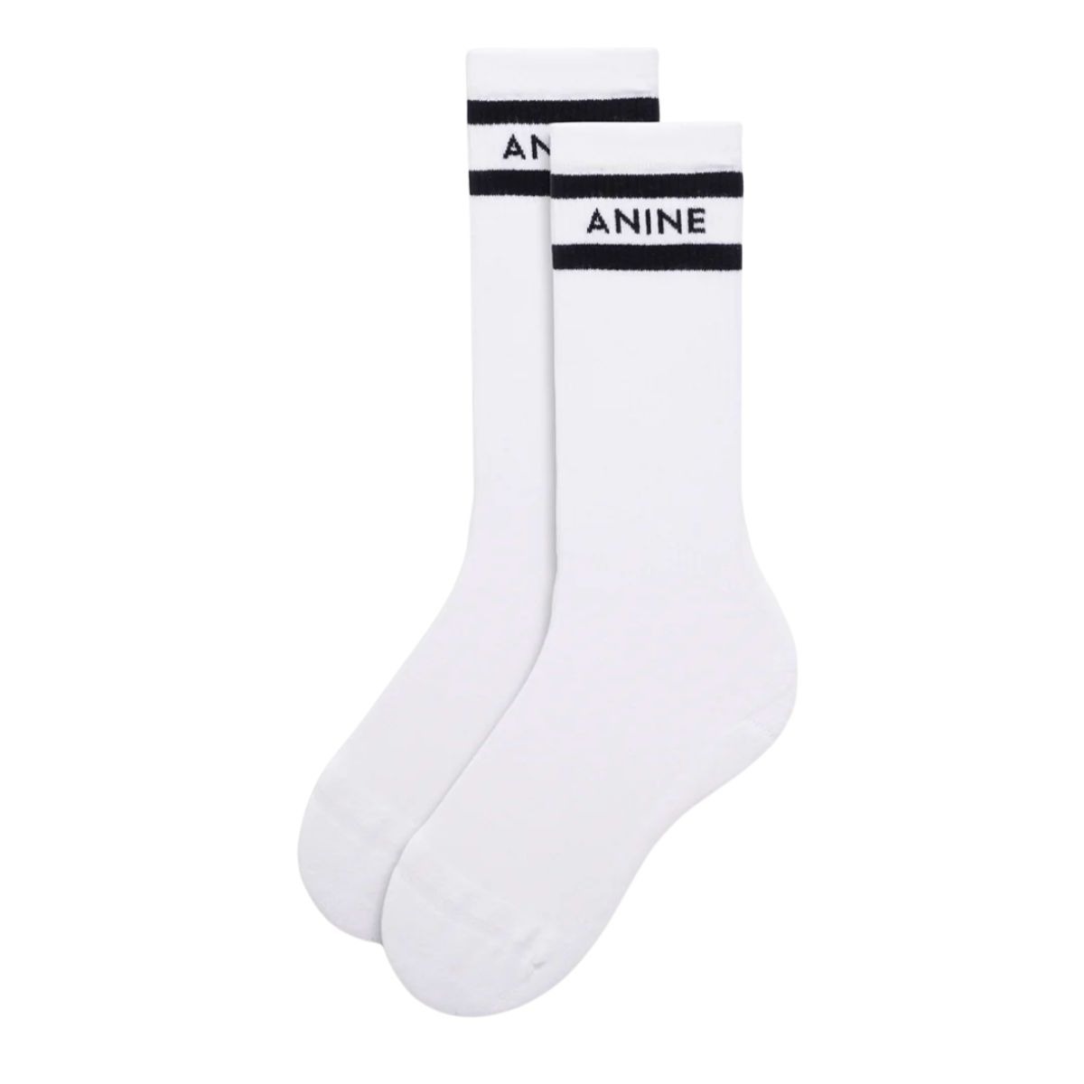 Anine Bing Sully Sporty Socks, White And Black Stripe