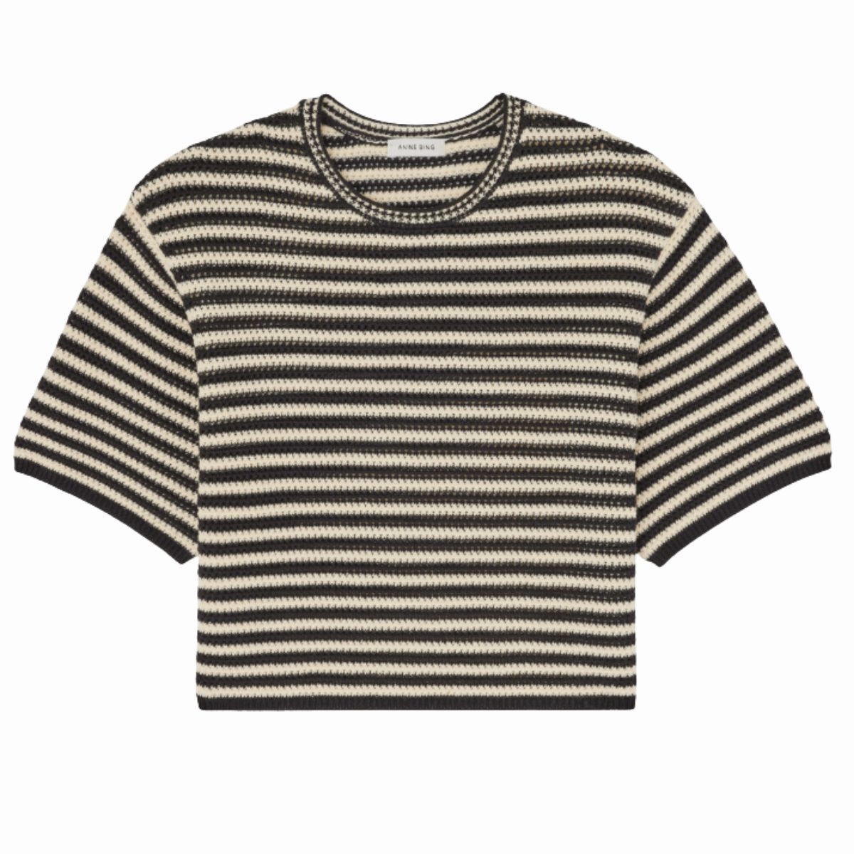 Anine Bing Theo Sweater, Black And Ivory Stripe