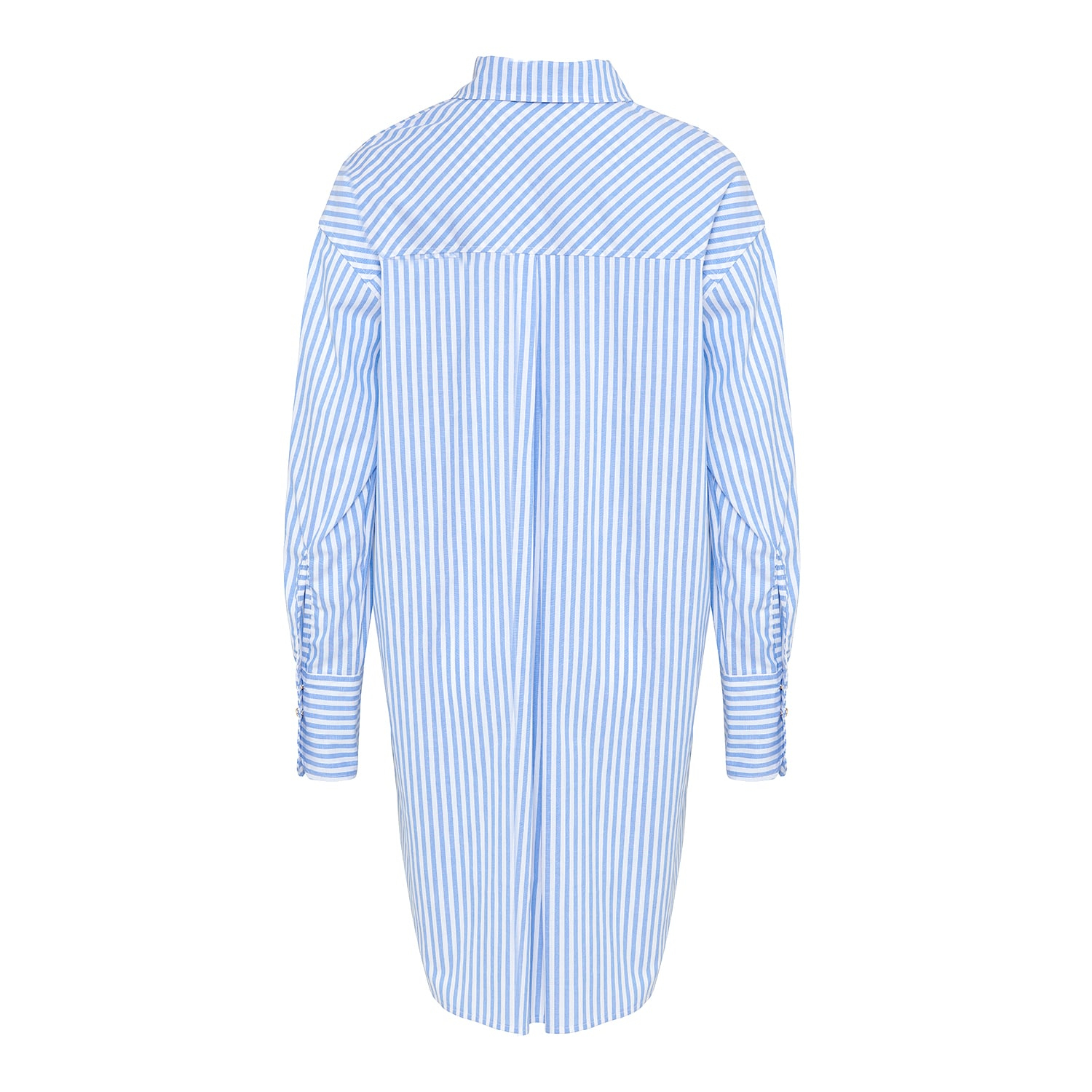 Tiffany Kalo Shirt Cotton Poplin, Light Blue Stripe/white