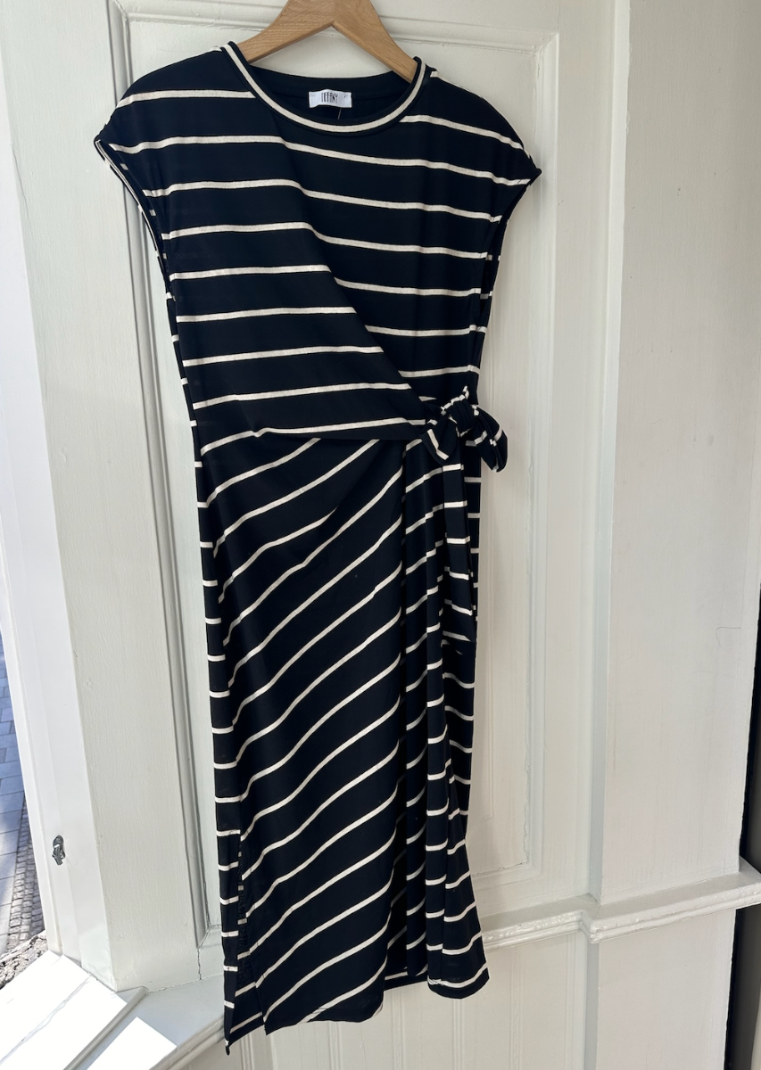 TIFFANY Stribet Kjole A8612, Black/white Stripe