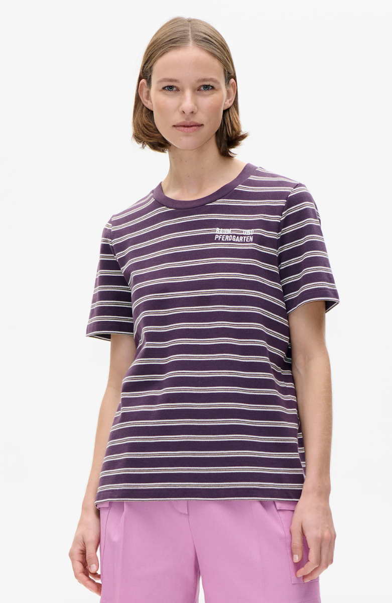 Baum Und Pferdgarten Jawo Polo Tee, Plum Polo Stripe