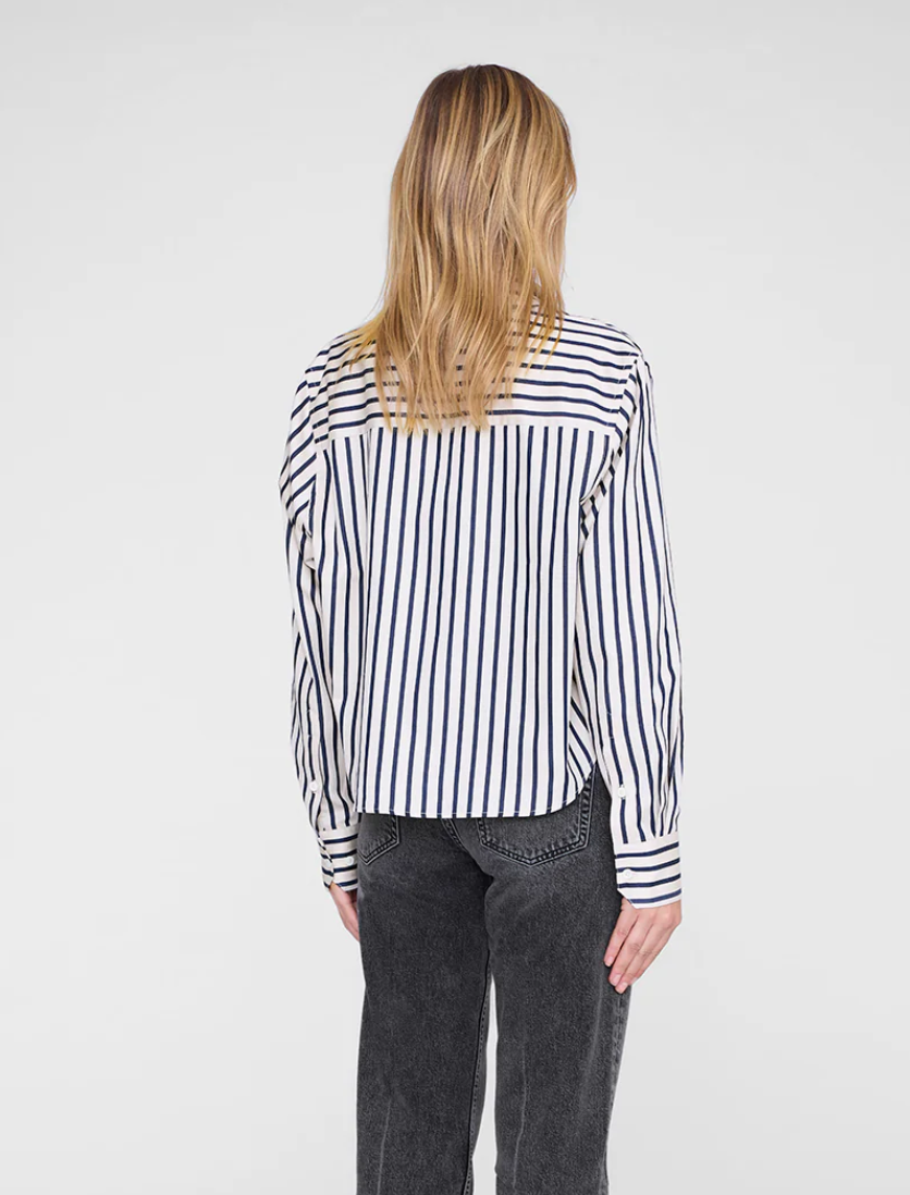 Anine Bing Essie Cropped Shirt, Maritime Stripe