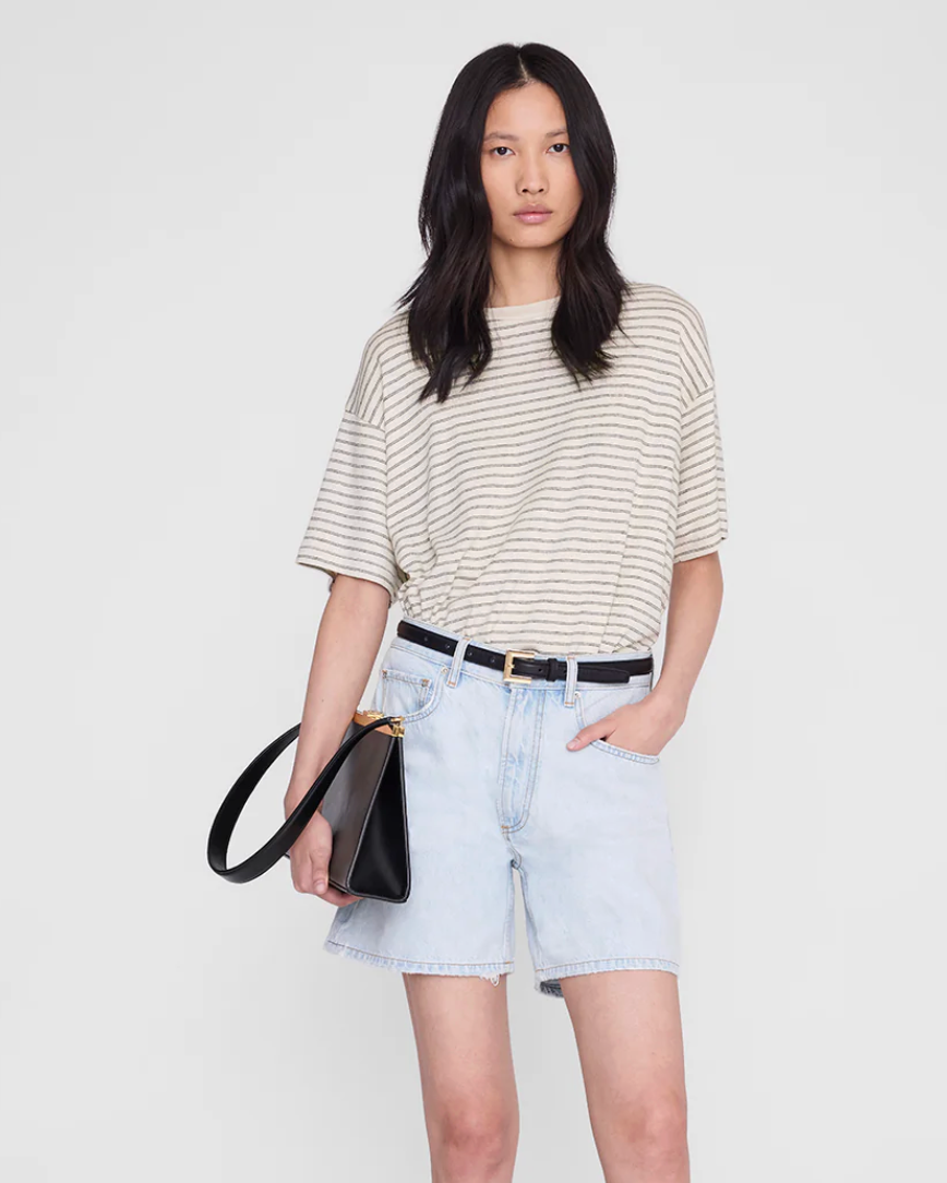 Anine Bing Cade Tee, Black Stripe