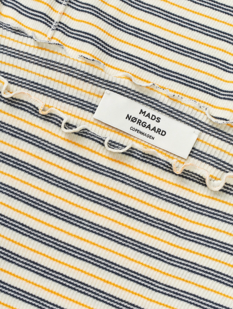 Mads Nørgaard Siri Top 2x2 Cotton Stripe, Vanilla Ice/sky Captain/zinnia