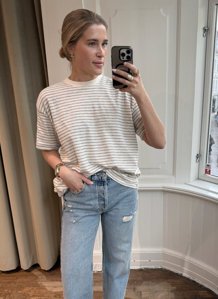 Anine Bing Cade Tee, Black Stripe