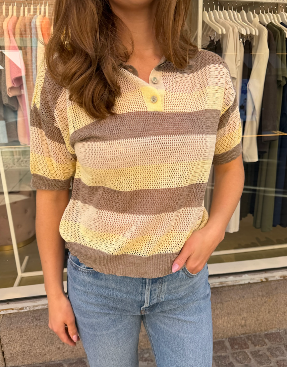 Opal Studio Tilly Polo, Butter Yellow Stripes